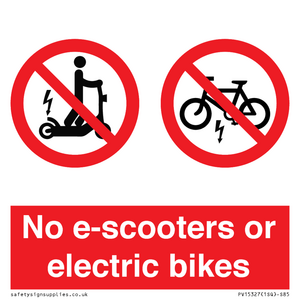No e-scooters or electric bikes